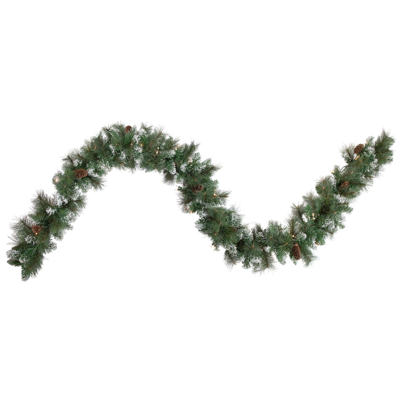 Northlight Real Touch™️ Pre-lit Snow Valley Pine Artificial Christmas Garland - 9' x 10" - Clear Lights